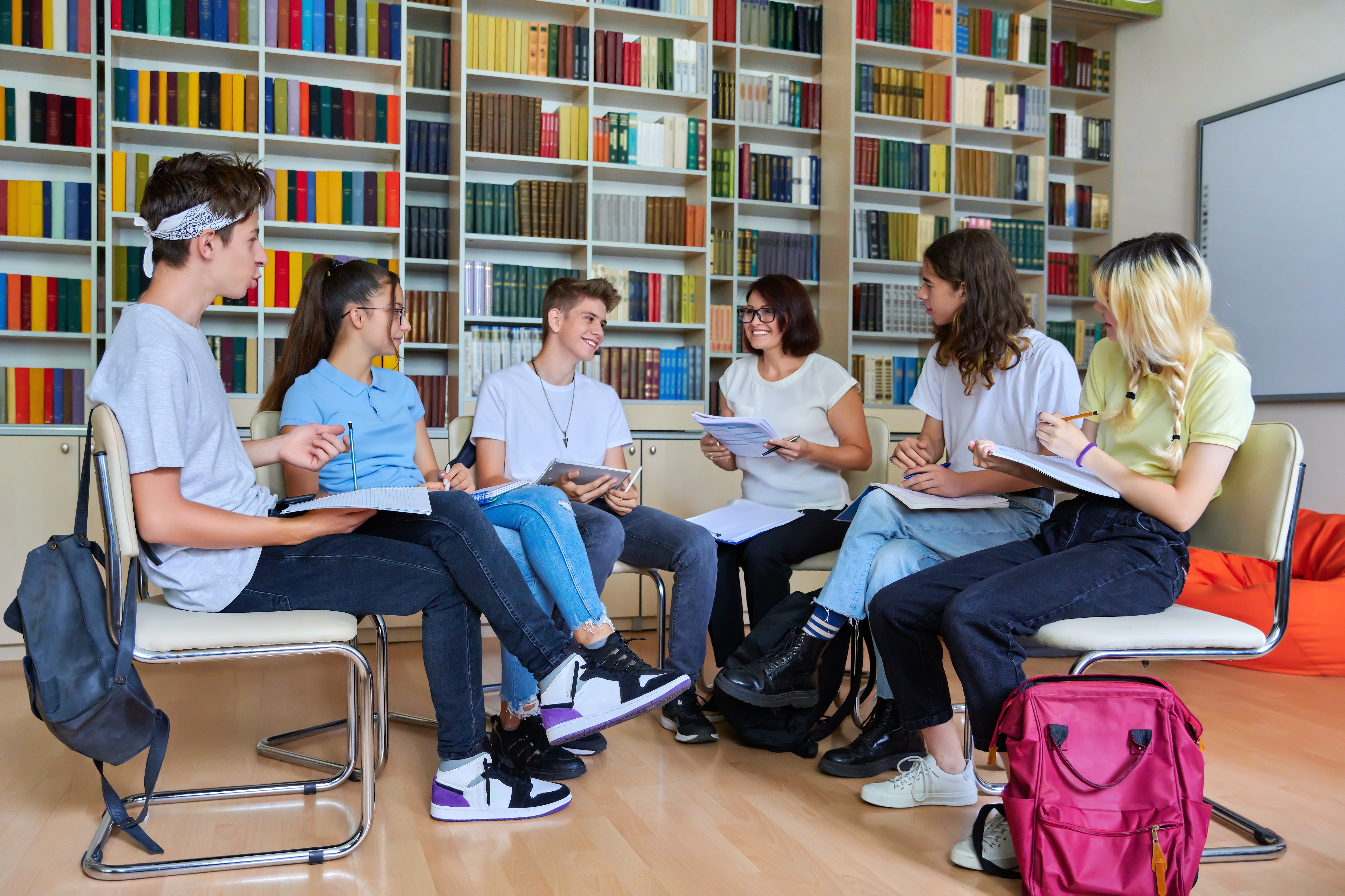 Students in a library Students in a library